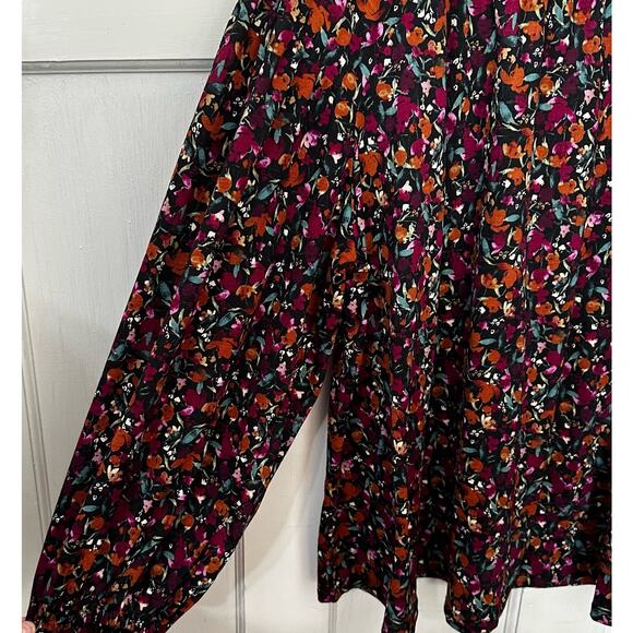 Ava & Viv Floral Boho Peasant Blouse Womens Size 2X Balloon Sleeve Stretch Top - Picture 5 of 7